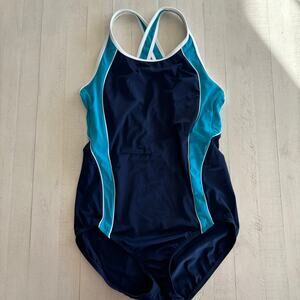Lands End Navy Swimsuit Size 8L EUC